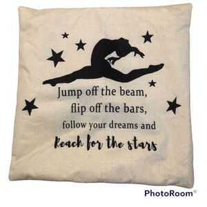 Gymnast Gymnastics Rustic Square Pillow Cover 17” x 17”